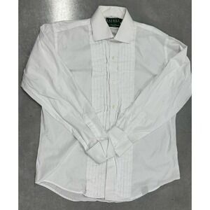 Lauren Ralph Lauren Men's White Pleated Tuxedo Dress Shirt 15.5 34/35